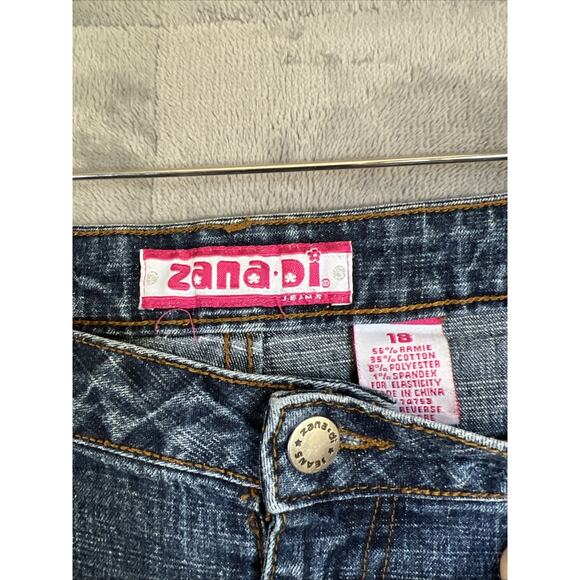 Zana Di Jeans Women 18 Blue High Rise Classic Faded Wide Leg Stretch Denim Boho - Picture 4 of 11